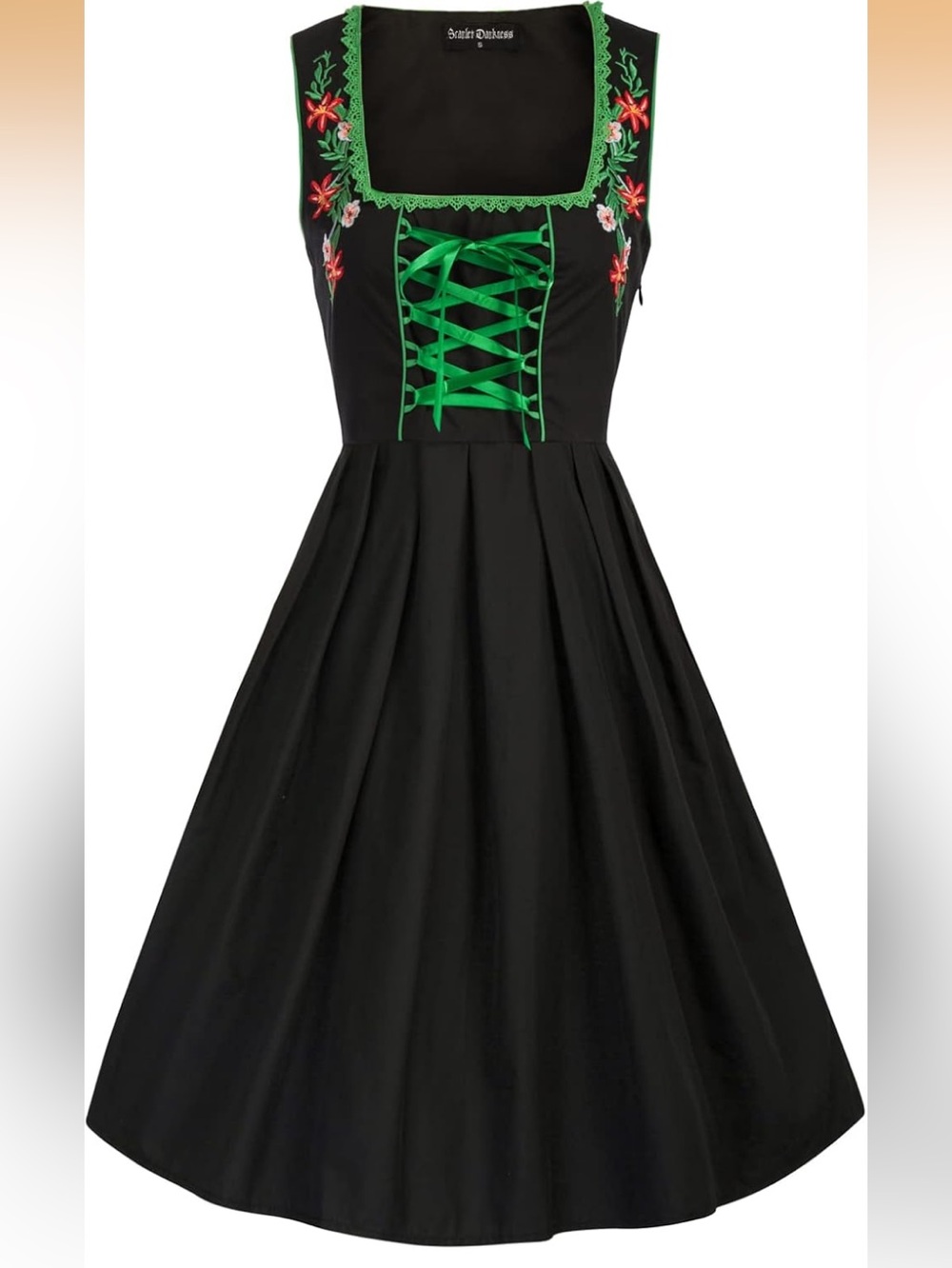 Scarlet Darkness Dirndl Dress Traditional Bavarian Costume Oktoberfest